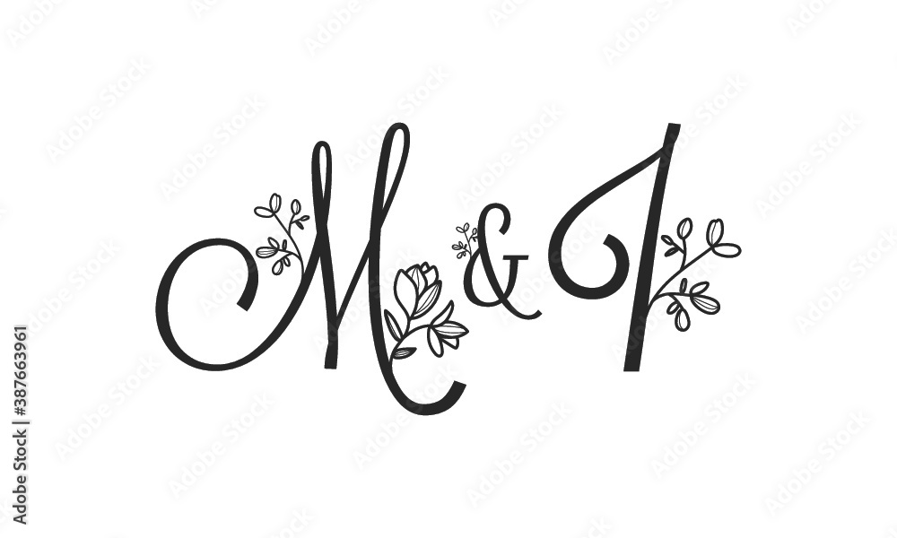 M&I floral ornate letters wedding alphabet characters M&I floral ornate letters wedding alphabet characters