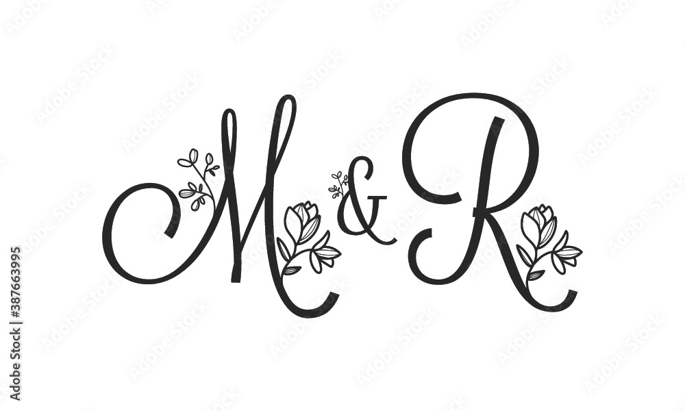 M&R floral ornate letters wedding alphabet characters