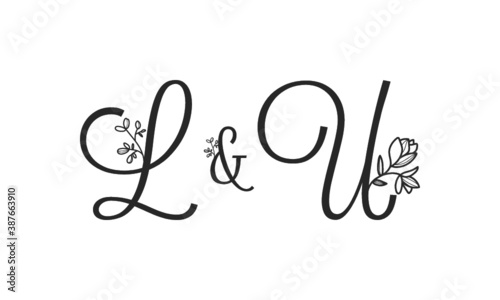 L&U floral ornate letters wedding alphabet characters