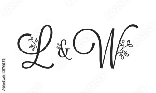 L&W floral ornate letters wedding alphabet characters