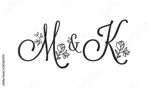 M&K floral ornate letters wedding alphabet characters