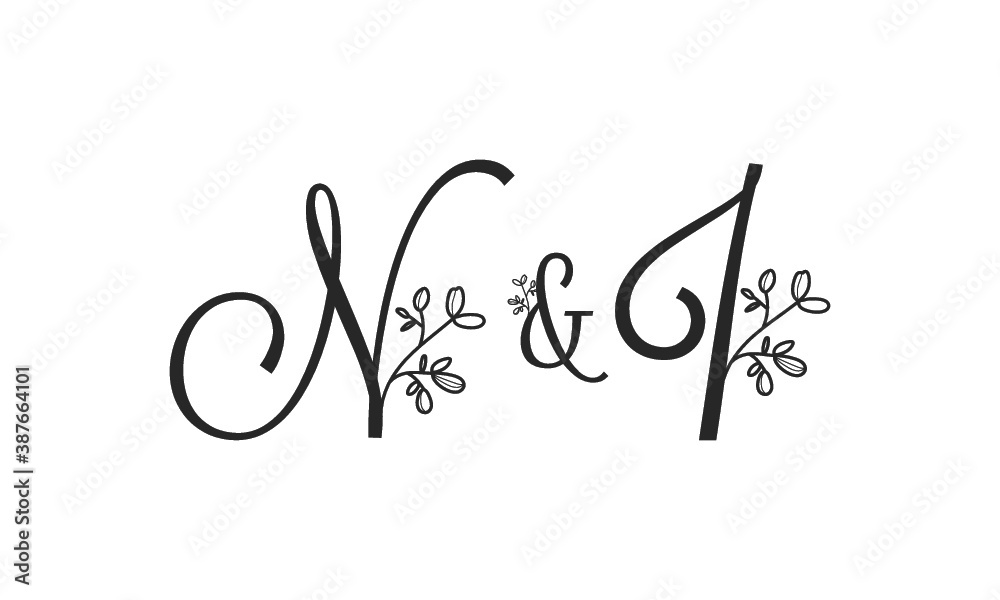 N&I floral ornate letters wedding alphabet characters N&I floral ornate letters wedding alphabet characters
