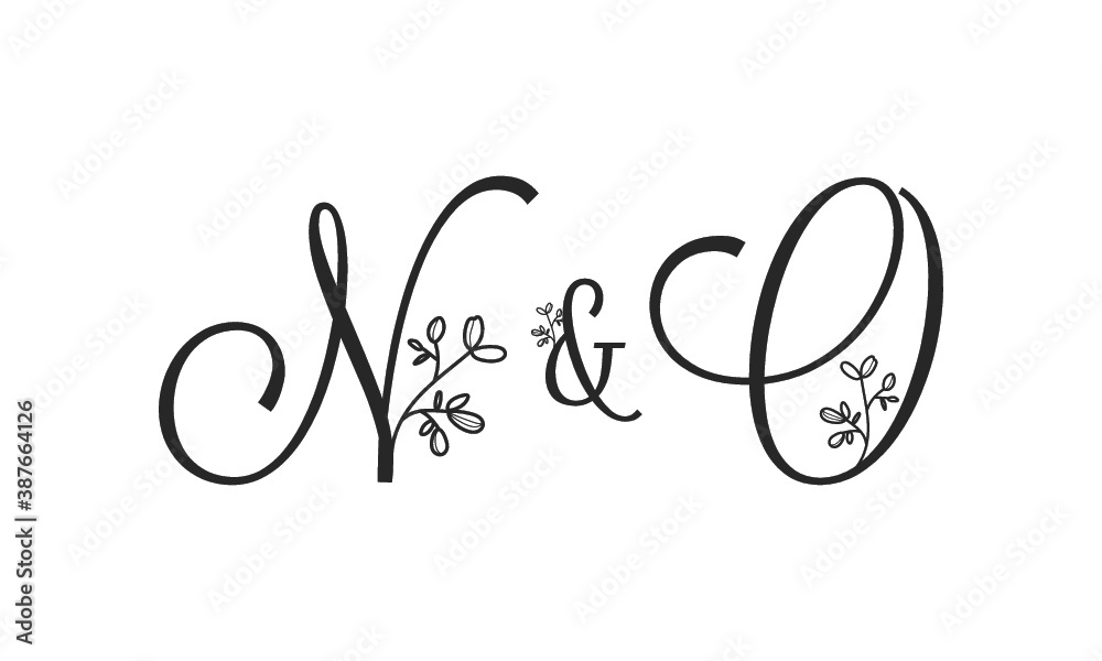 N&O floral ornate letters wedding alphabet characters N&O floral ornate letters wedding alphabet characters