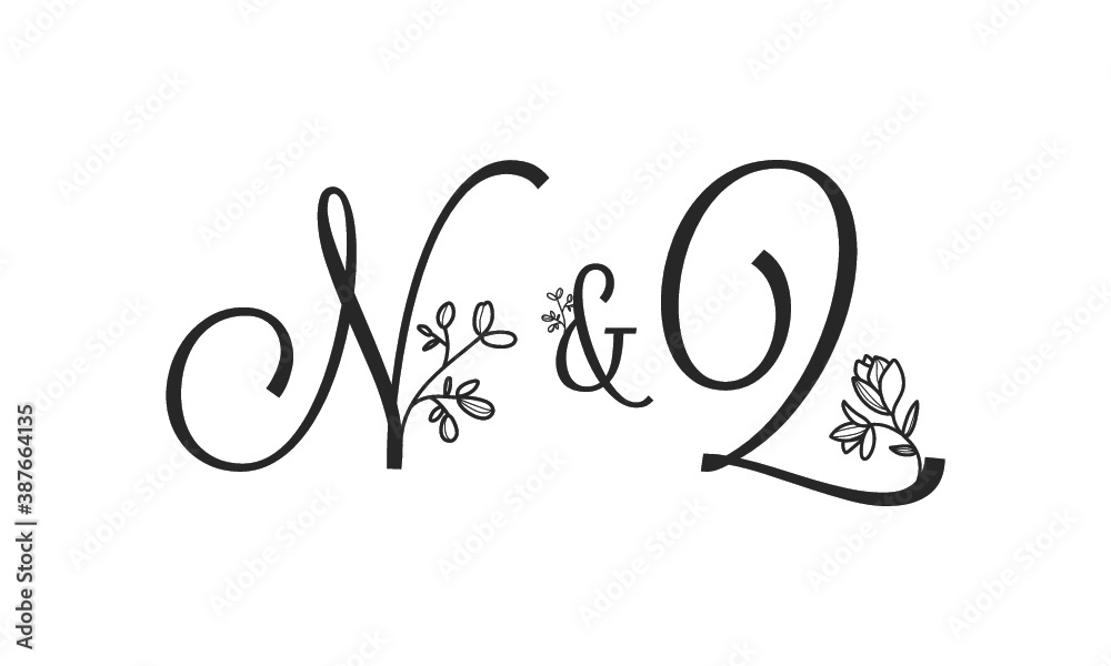 N&Q floral ornate letters wedding alphabet characters N&Q floral ornate letters wedding alphabet characters