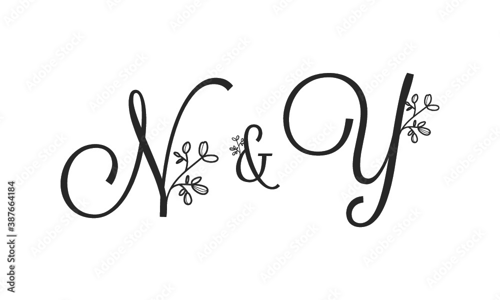 N&Y floral ornate letters wedding alphabet characters N&Y floral ornate letters wedding alphabet characters