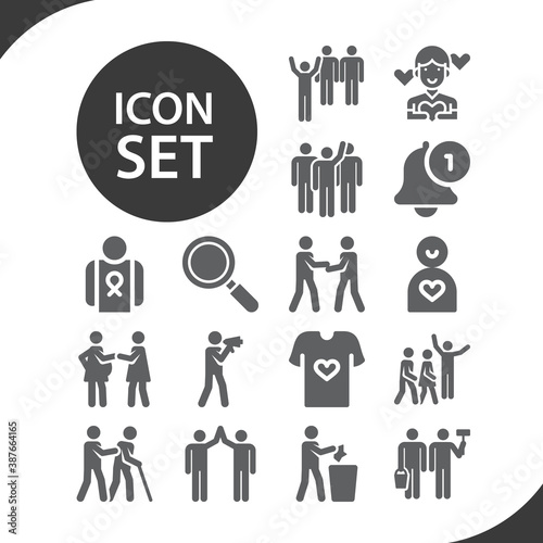 Simple set of participating related filled icons.
