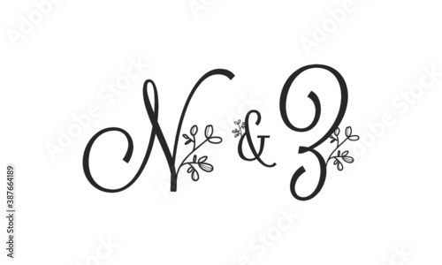 N&Z floral ornate letters wedding alphabet characters