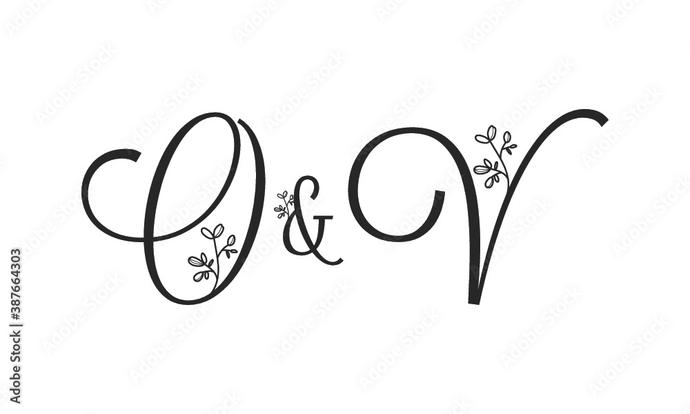 O&V floral ornate letters wedding alphabet characters O&V floral ornate letters wedding alphabet characters
