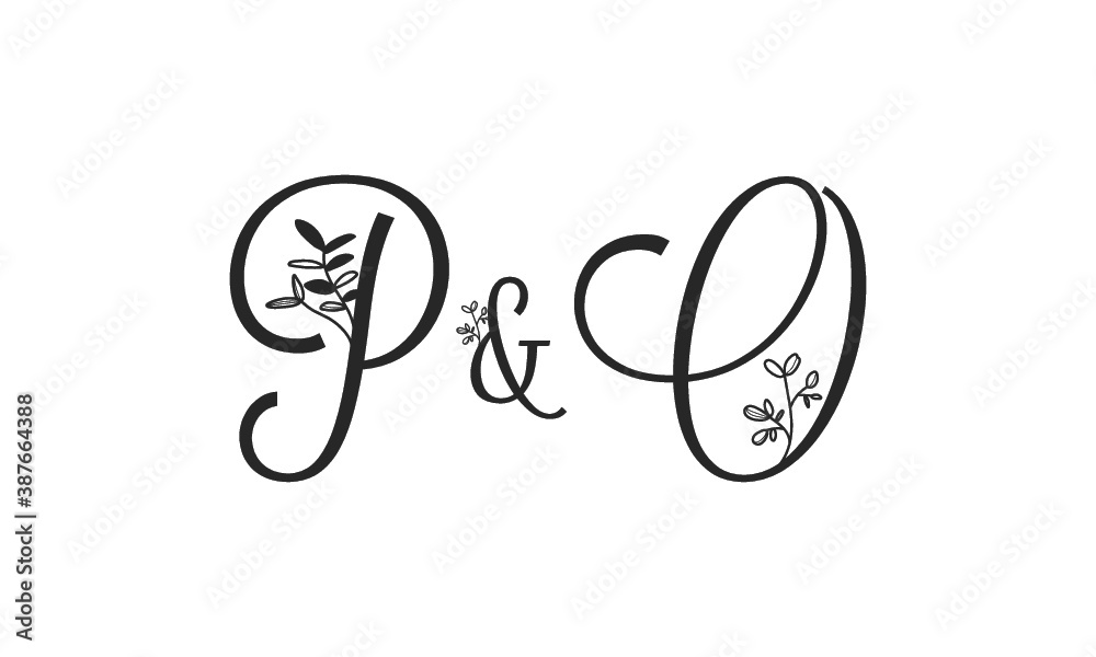 P&O floral ornate letters wedding alphabet characters