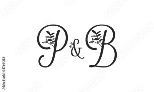 P&B floral ornate letters wedding alphabet characters