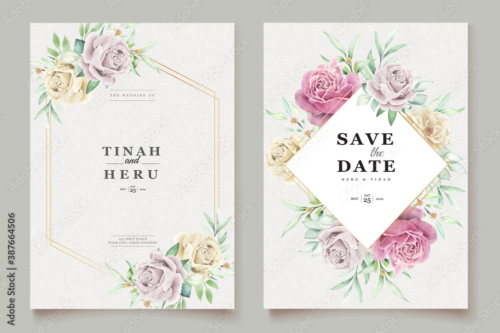 floral watercolor wedding invitation card