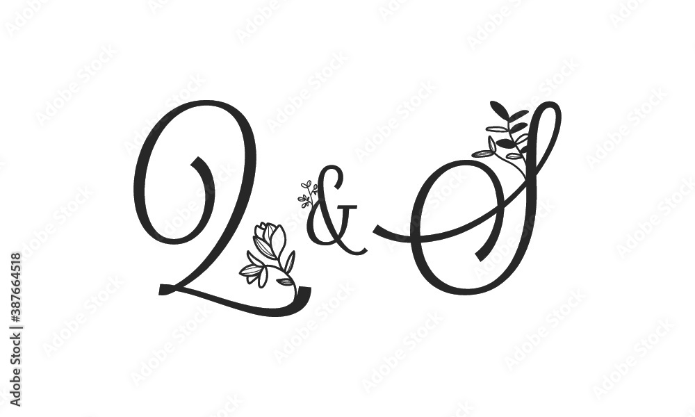 Q&S floral ornate letters wedding alphabet characters Q&S floral ornate letters wedding alphabet characters