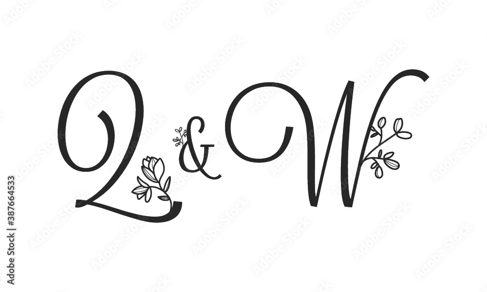 Q&W floral ornate letters wedding alphabet characters Q&W floral ornate letters wedding alphabet characters