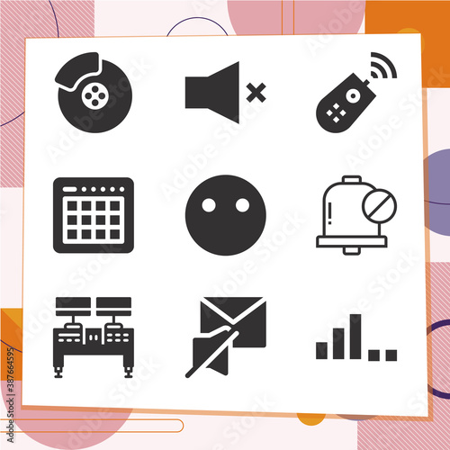 Simple set of 9 icons related to curb