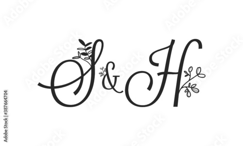 S&H floral ornate letters wedding alphabet characters