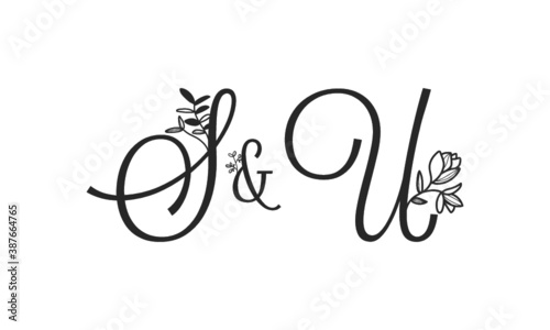 S&U floral ornate letters wedding alphabet characters