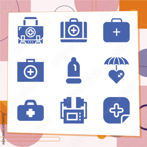 Simple set of 9 icons related to medical care