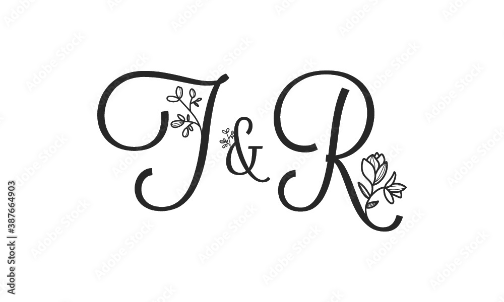 T&R floral ornate letters wedding alphabet characters T&R floral ornate letters wedding alphabet characters