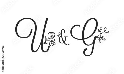 U&G floral ornate letters wedding alphabet characters