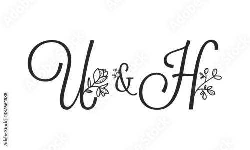 U&H floral ornate letters wedding alphabet characters
