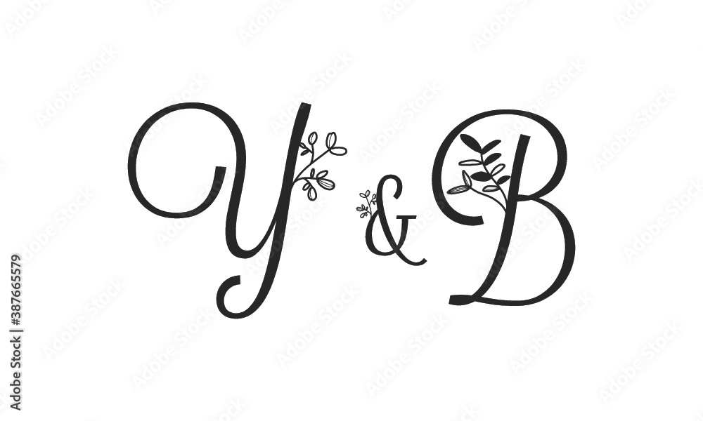 Y&B floral ornate letters wedding alphabet characters