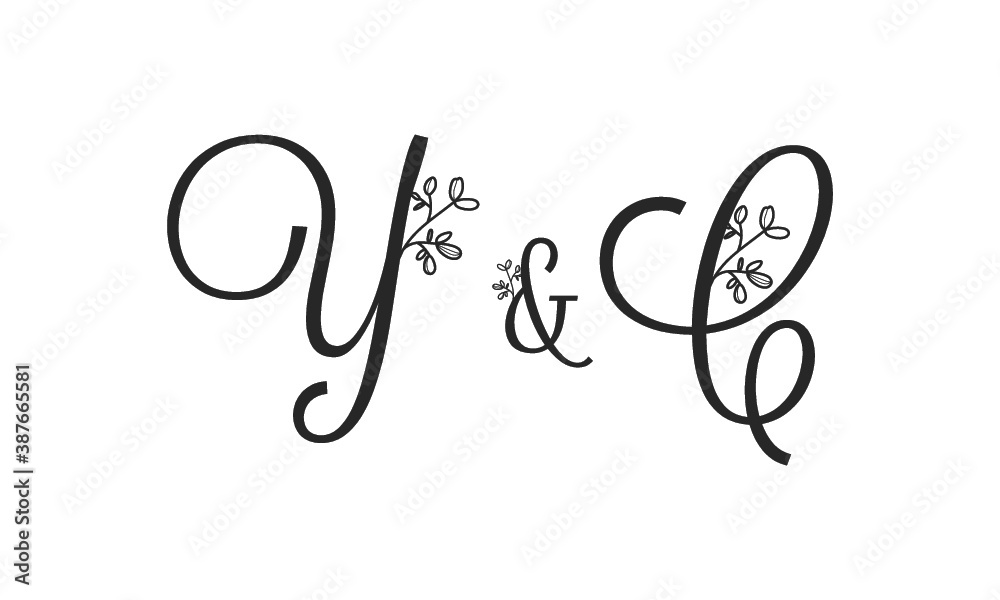 Y&C floral ornate letters wedding alphabet characters Y&C floral ornate letters wedding alphabet characters