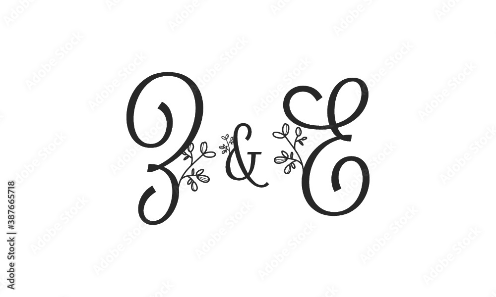Z&E floral ornate letters wedding alphabet characters Z&E floral ornate letters wedding alphabet characters