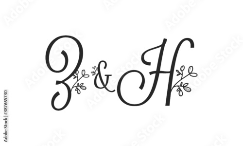 Z&H floral ornate letters wedding alphabet characters