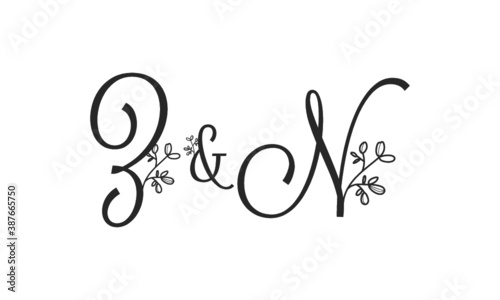 Z&N floral ornate letters wedding alphabet characters