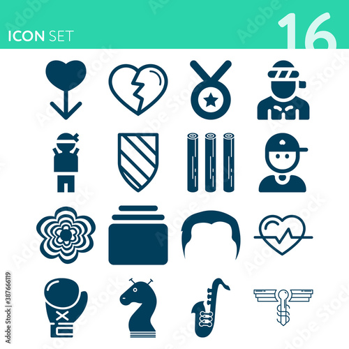 Simple set of 16 icons related to difference
