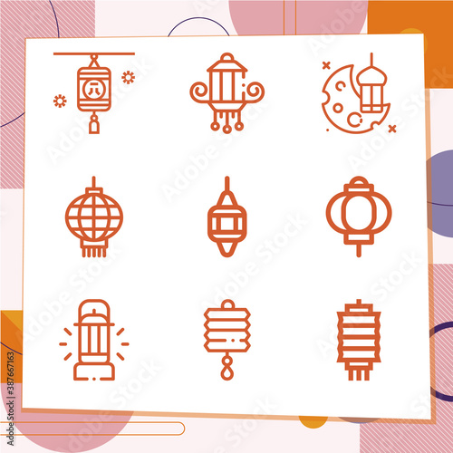 Simple set of 9 icons related to hal