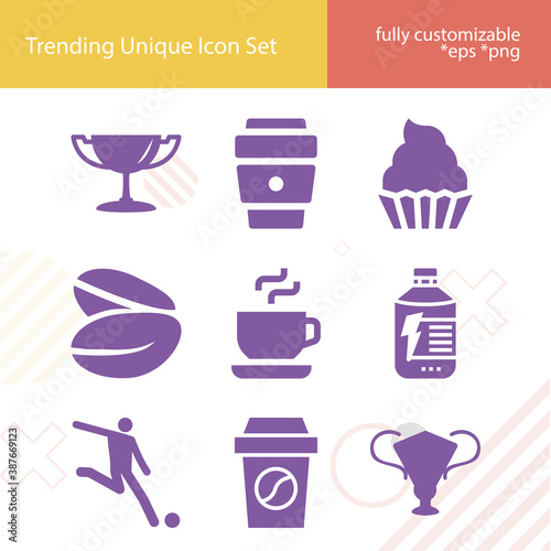 Simple set of brazil related filled icons.