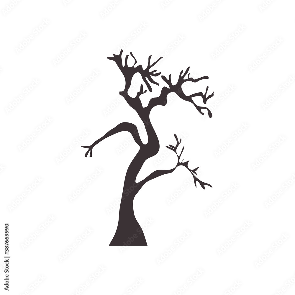 dry tree icon, flat style