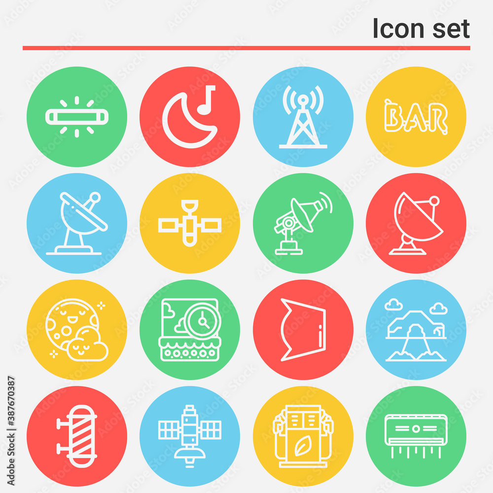 16 pack of beam  lineal web icons set