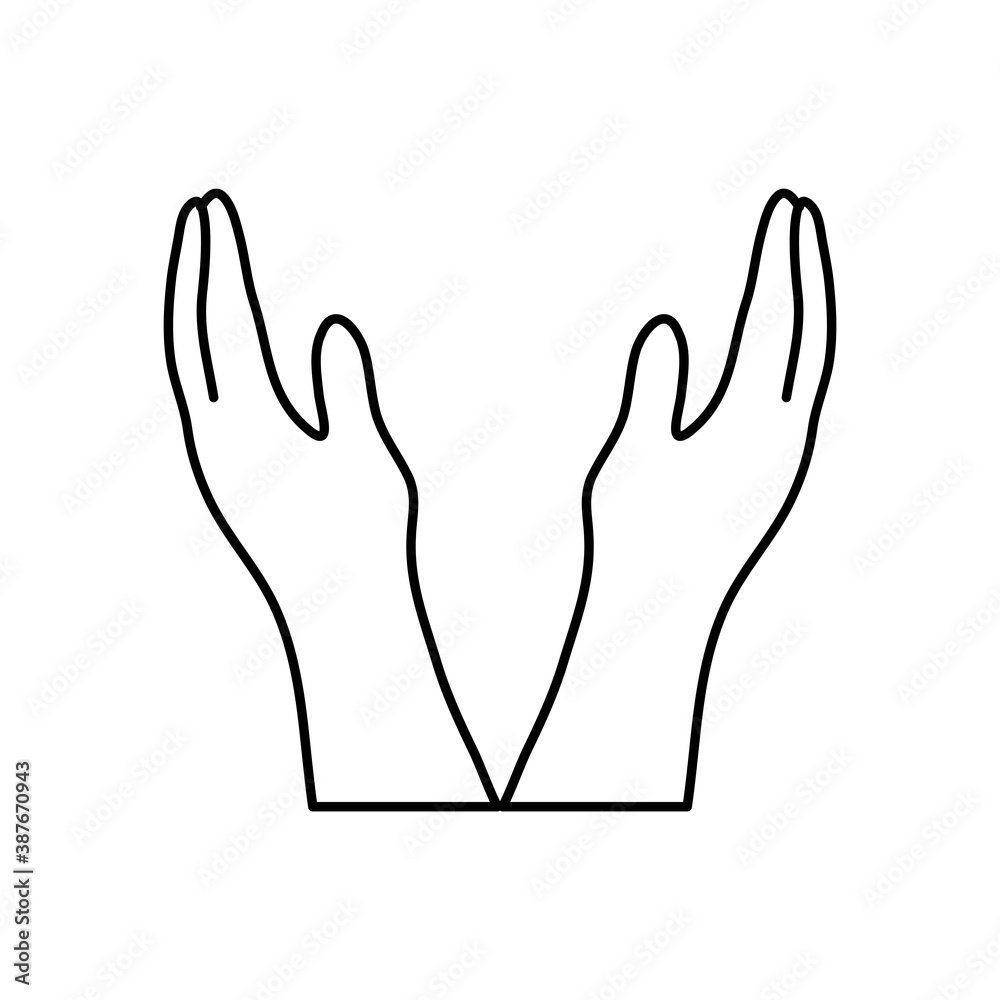 open hands icon, line style open hands icon, line style