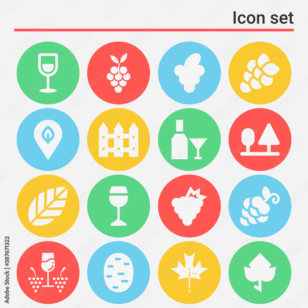 Fototapeta premium 16 pack of vine filled web icons set