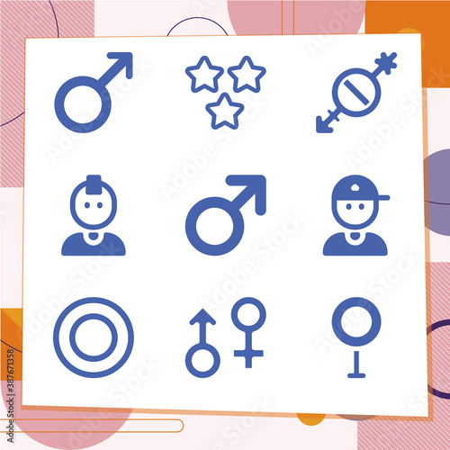 Simple set of 9 icons related to syntactic category