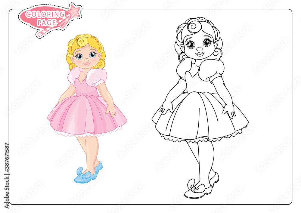 Beautiful Baby Girl coloring page on white background Beautiful Baby Girl coloring page on white background