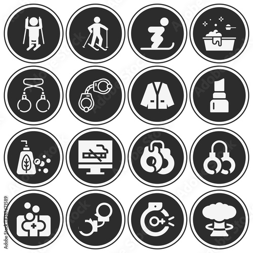 16 pack of powder  filled web icons set