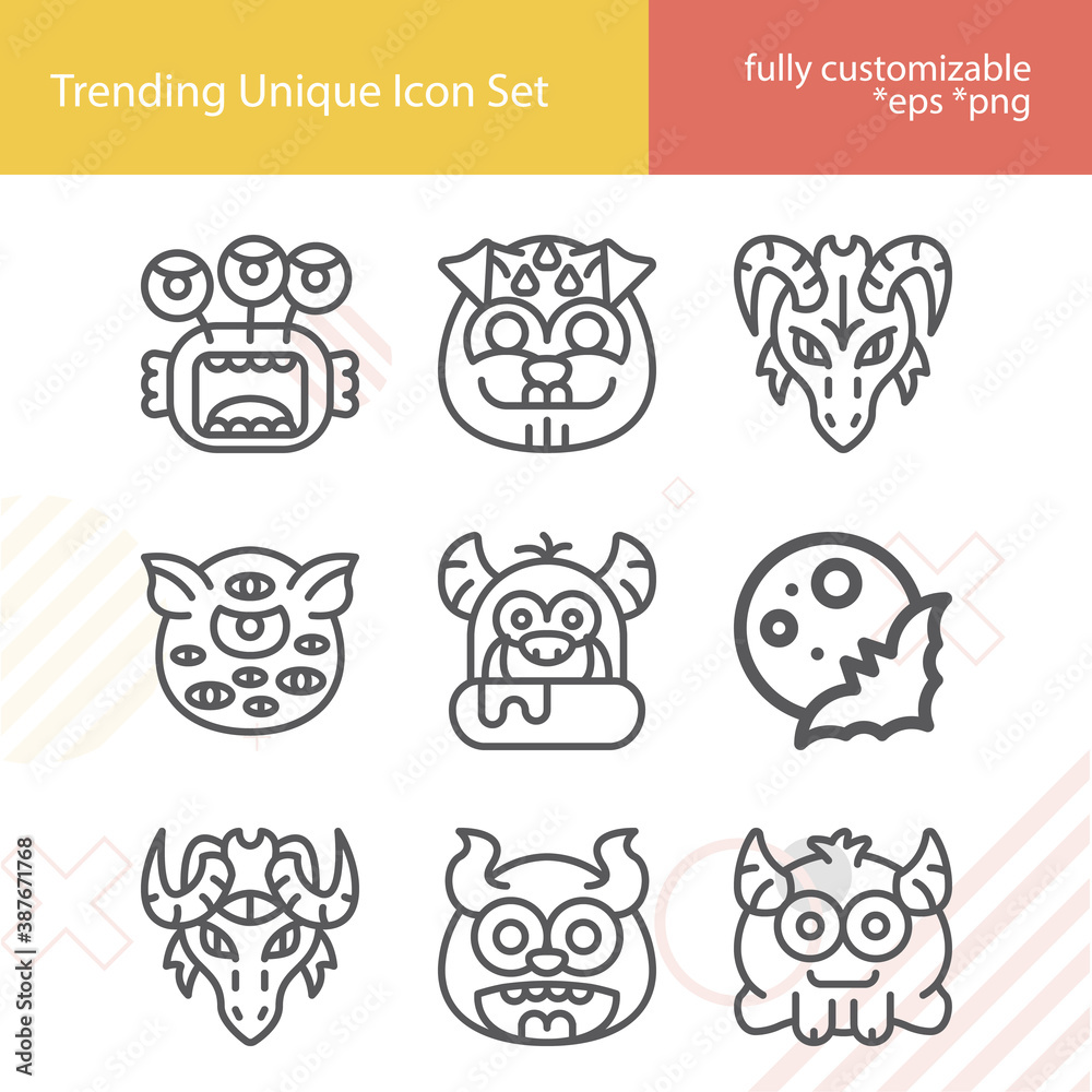 Simple set of spooky related lineal icons.
