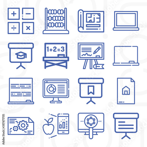 16 pack of analyses  lineal web icons set