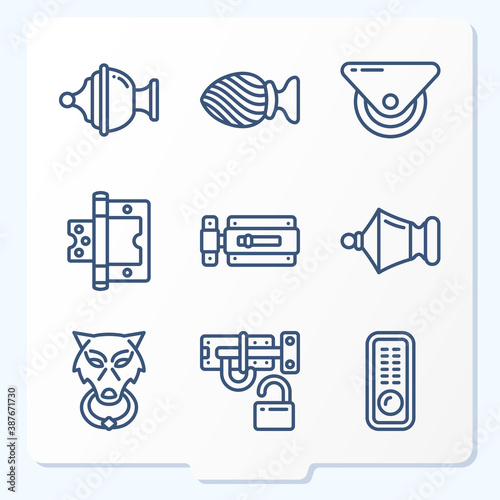 Simple set of 9 icons related to ironware