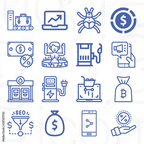 16 pack of price  lineal web icons set