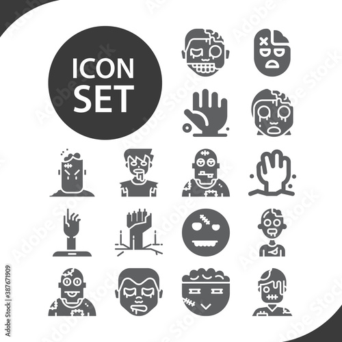Simple set of zombie related filled icons.