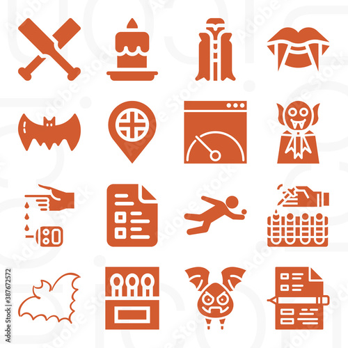 16 pack of cricket  filled web icons set