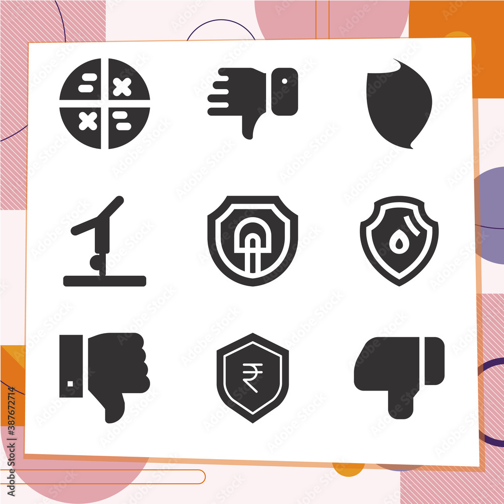 Simple set of 9 icons related to attitude Simple set of 9 icons related to attitude