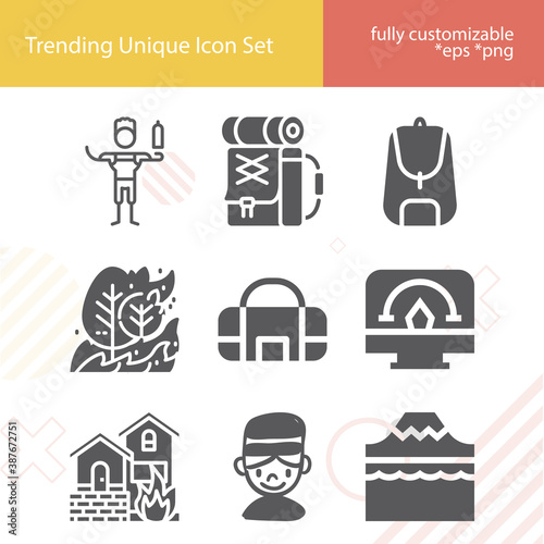 Simple set of facilities related filled icons.