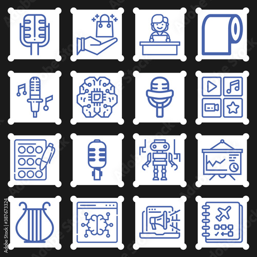 16 pack of news  lineal web icons set