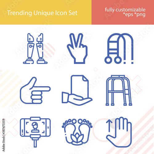 Simple set of toes related lineal icons.