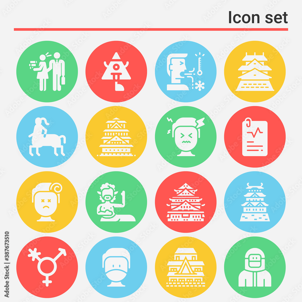 16 pack of fantasies  filled web icons set